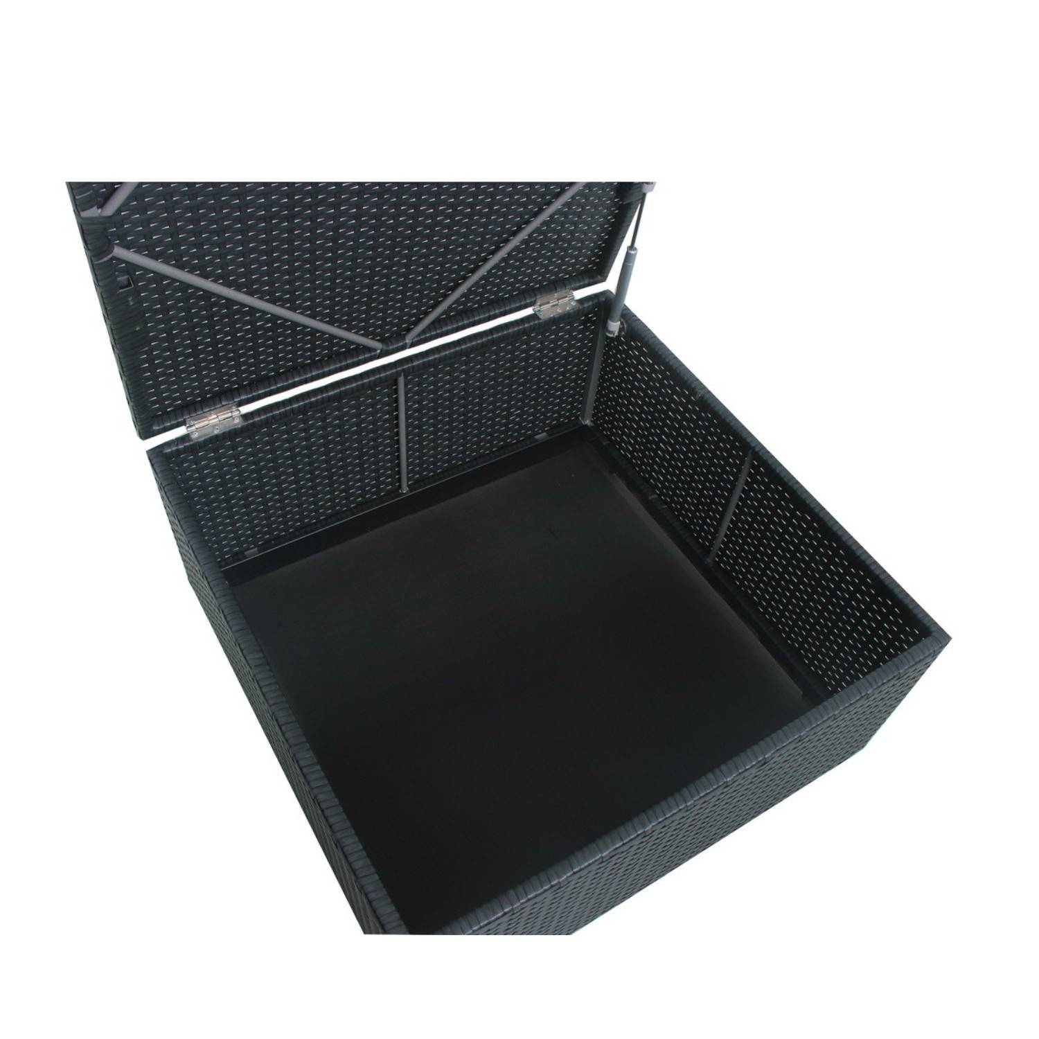 Autre - Salon de jardin résine tressée d'angle fonctionnel avec coffre de rangement intégré - noir ecru - FARENZA - Image 4