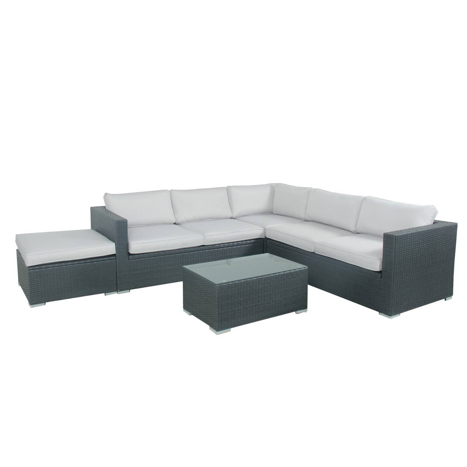 Autre - Salon de jardin résine tressée d'angle fonctionnel avec coffre de rangement intégré - noir ecru - FARENZA - Image 1