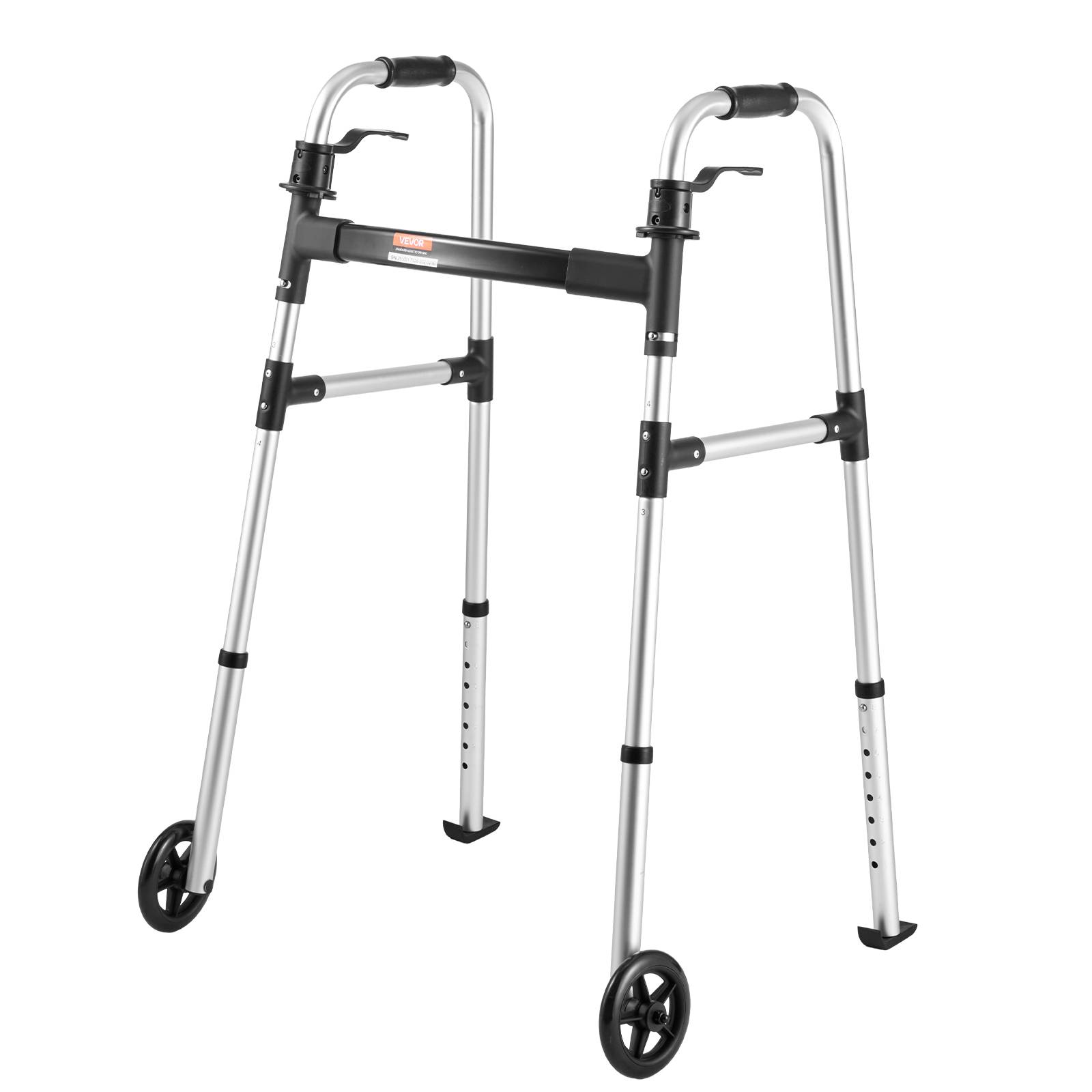 VEVOR Déambulateur Pliable Cadre Marche 2 Roues Alu Hauteur Réglable 8 Niveaux - Image 1