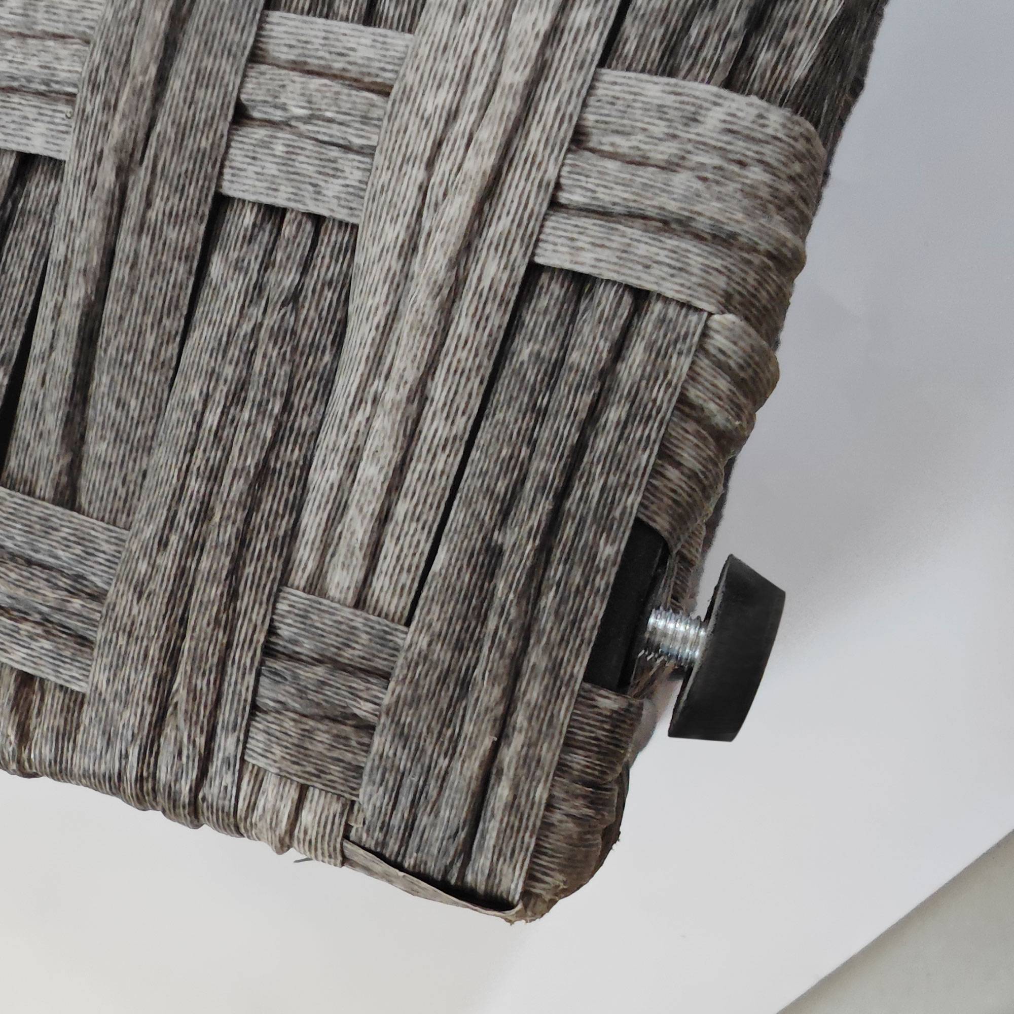 Panier rangement jardin maison rotin avec tissu intérieur, 57x34x62cm, gris - Image 9