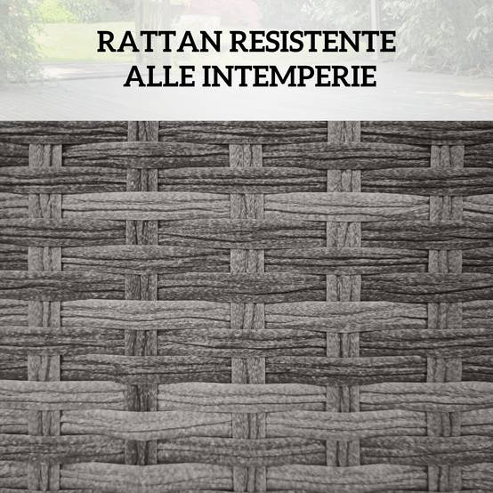 Panier rangement jardin maison rotin avec tissu intérieur, 57x34x62cm, gris - Image 7