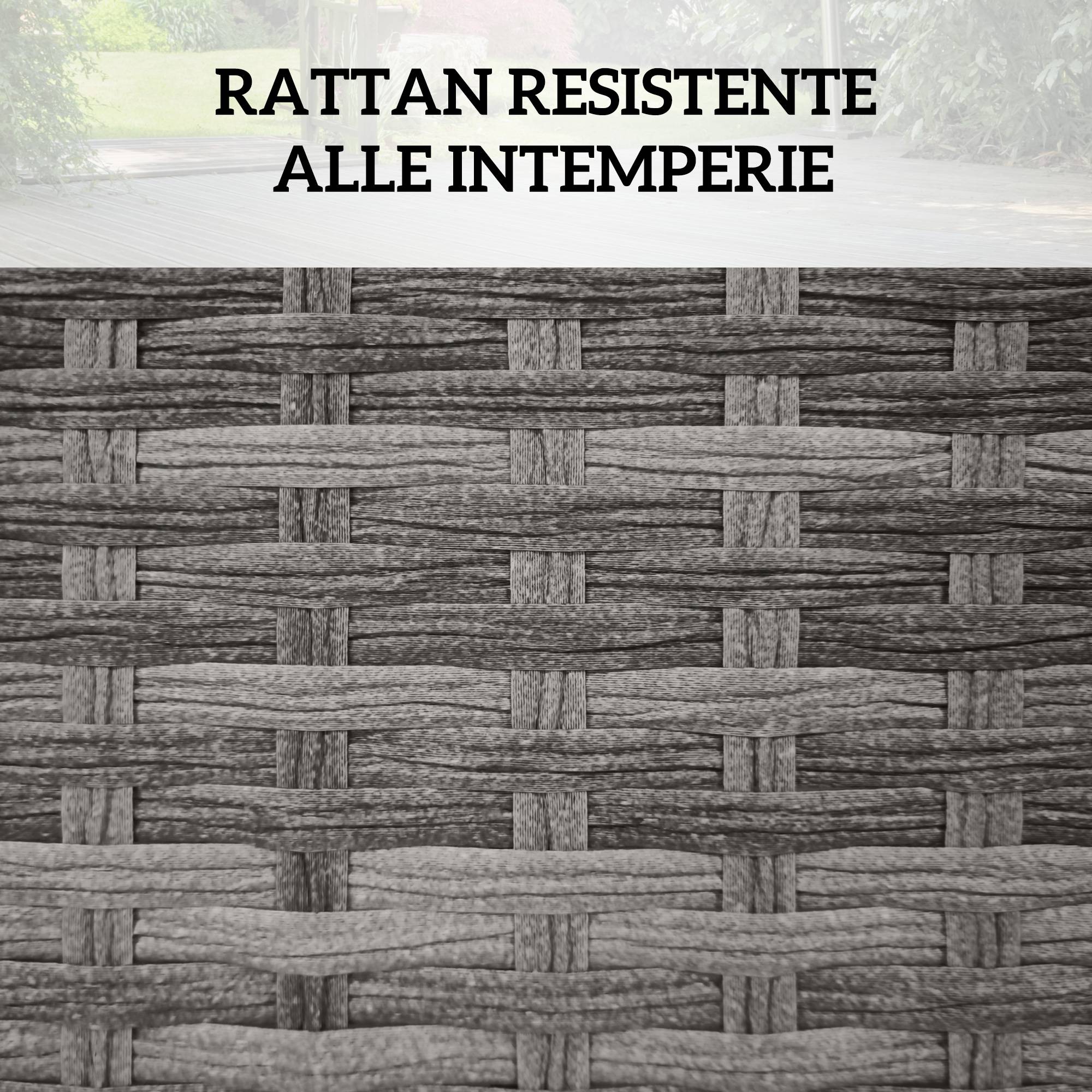 Panier rangement jardin maison rotin avec tissu intérieur, 57x34x62cm, gris - Image 7