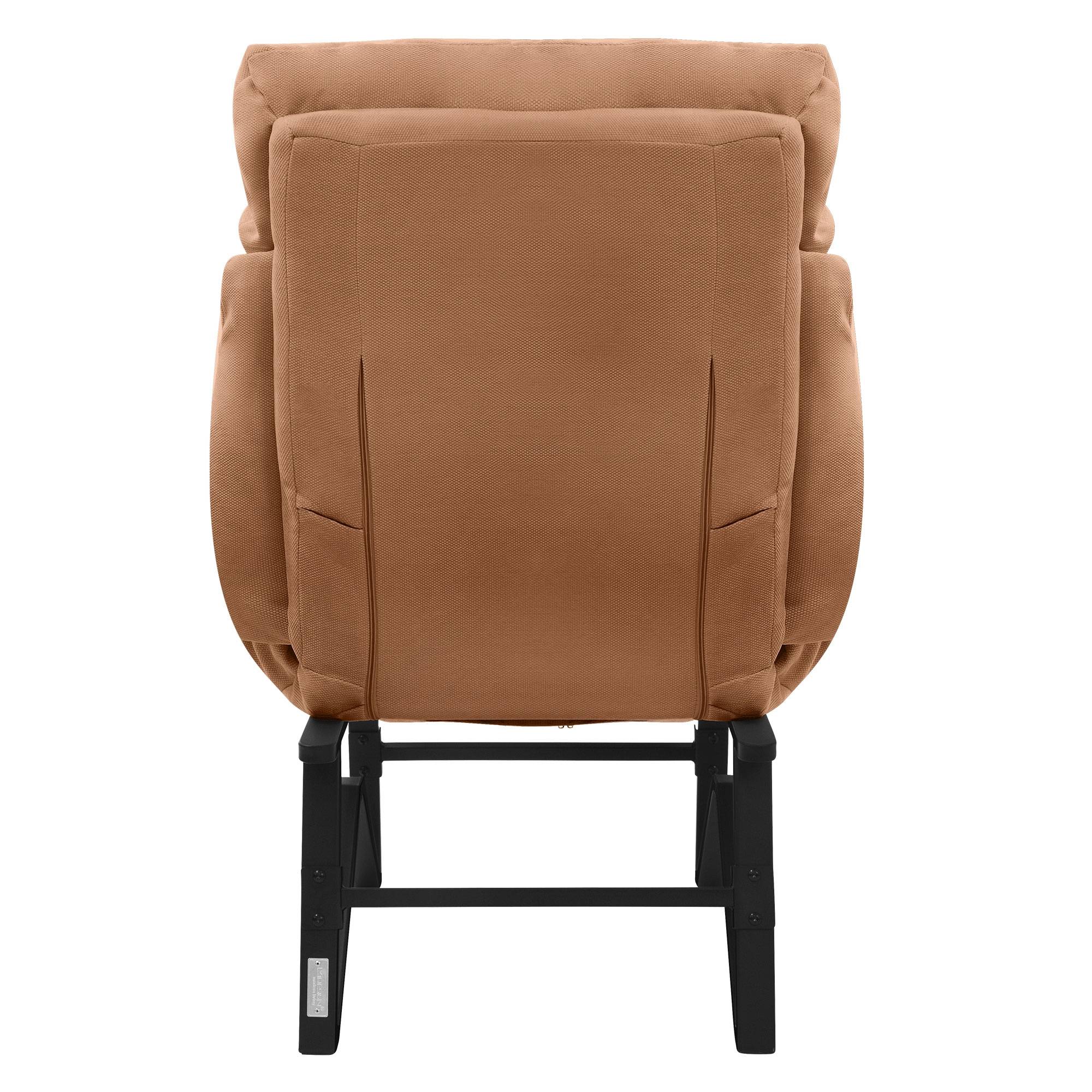 Ml-Design - Fauteuil relax de salon manuel marron chaise inclinable avec repose pied en lin avec poches latérales corps en acier dossier et accoudoirs réglables - Image 5