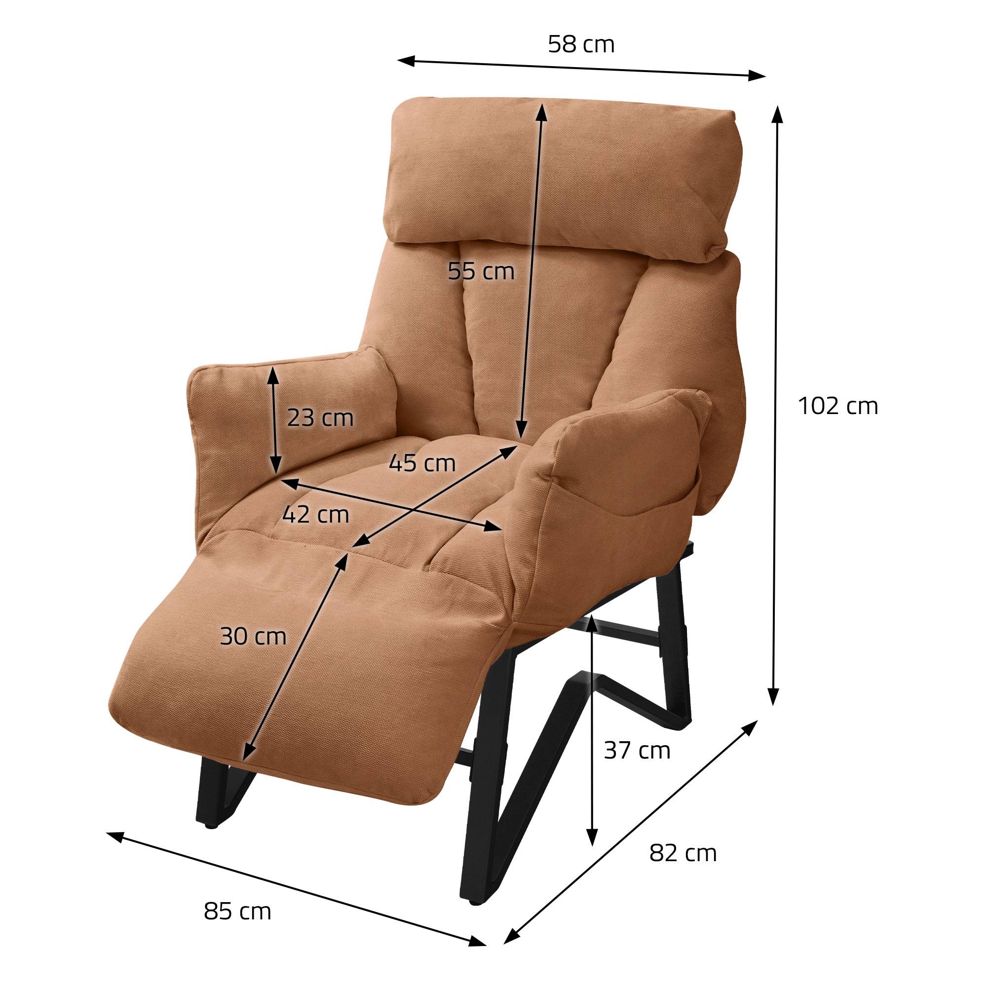 Ml-Design - Fauteuil relax de salon manuel marron chaise inclinable avec repose pied en lin avec poches latérales corps en acier dossier et accoudoirs réglables - Image 9