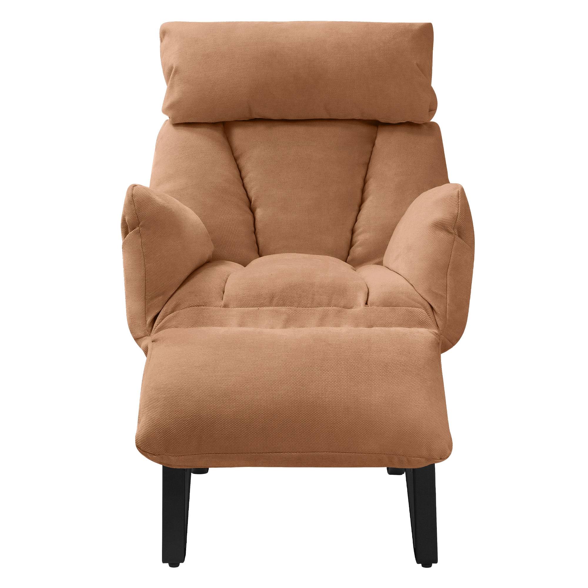 Ml-Design - Fauteuil relax de salon manuel marron chaise inclinable avec repose pied en lin avec poches latérales corps en acier dossier et accoudoirs réglables - Image 3
