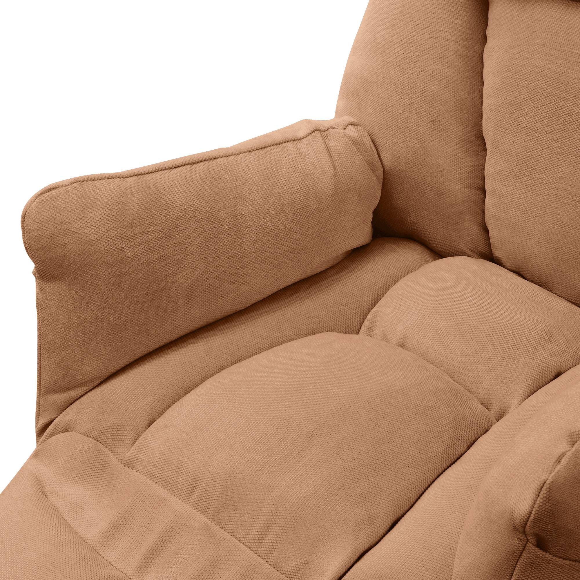 Ml-Design - Fauteuil relax de salon manuel marron chaise inclinable avec repose pied en lin avec poches latérales corps en acier dossier et accoudoirs réglables - Image 6