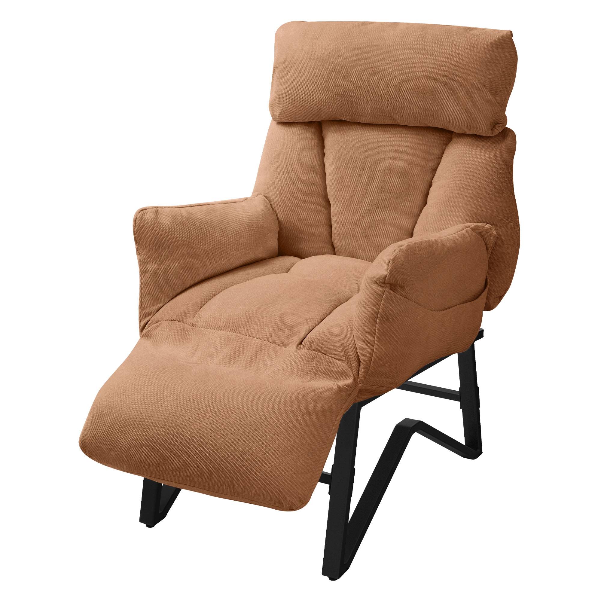 Ml-Design - Fauteuil relax de salon manuel marron chaise inclinable avec repose pied en lin avec poches latérales corps en acier dossier et accoudoirs réglables - Image 1