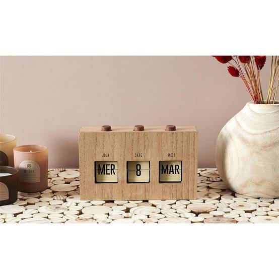ALTOBUY - Calendrier Perpétuel Flip Flap Vintage Effet Bois Brut - RETROK - Image 4