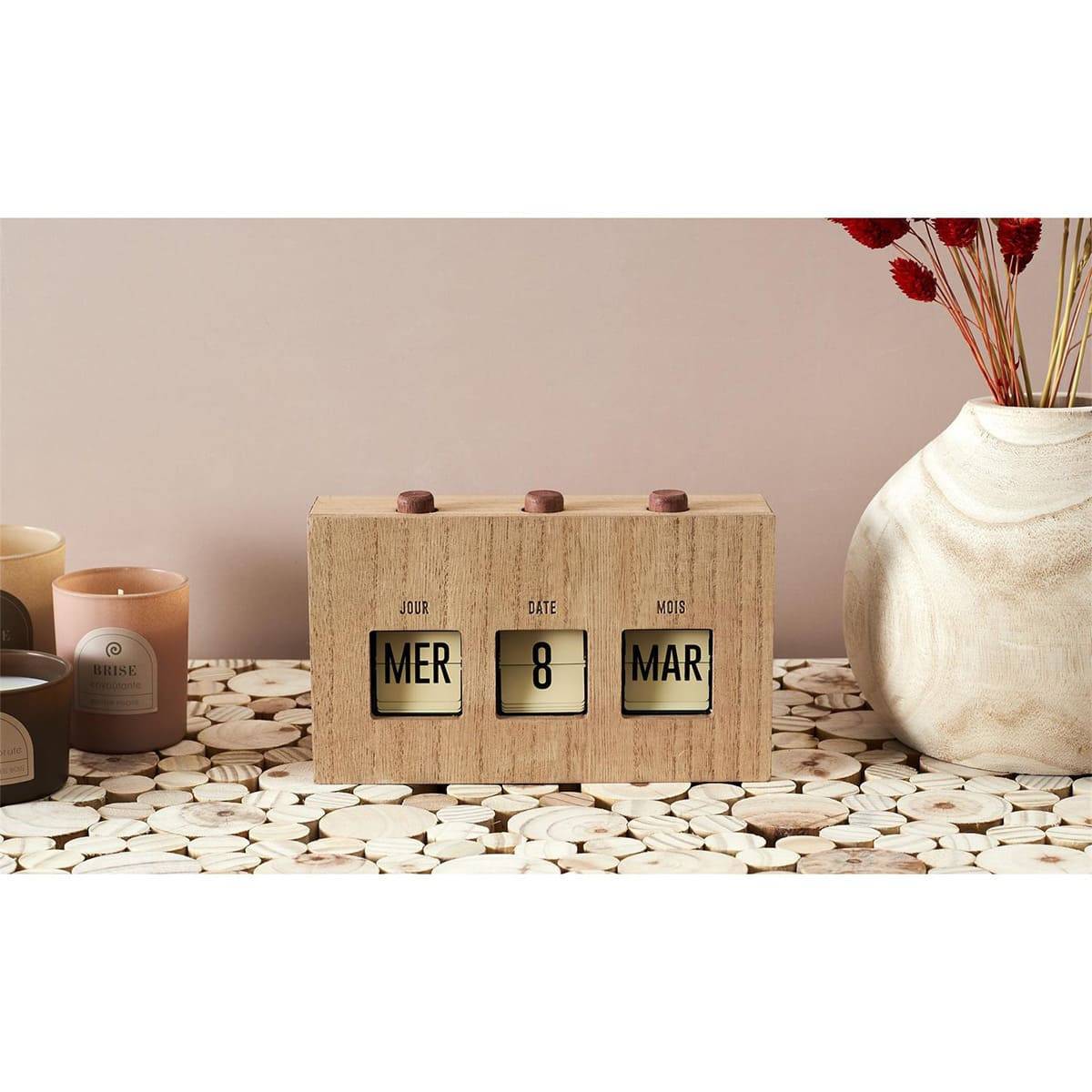 ALTOBUY - Calendrier Perpétuel Flip Flap Vintage Effet Bois Brut - RETROK - Image 4
