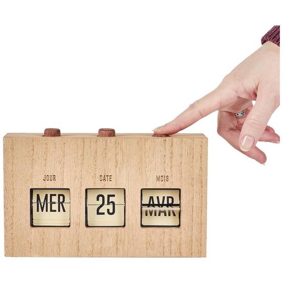 ALTOBUY - Calendrier Perpétuel Flip Flap Vintage Effet Bois Brut - RETROK - Image 3
