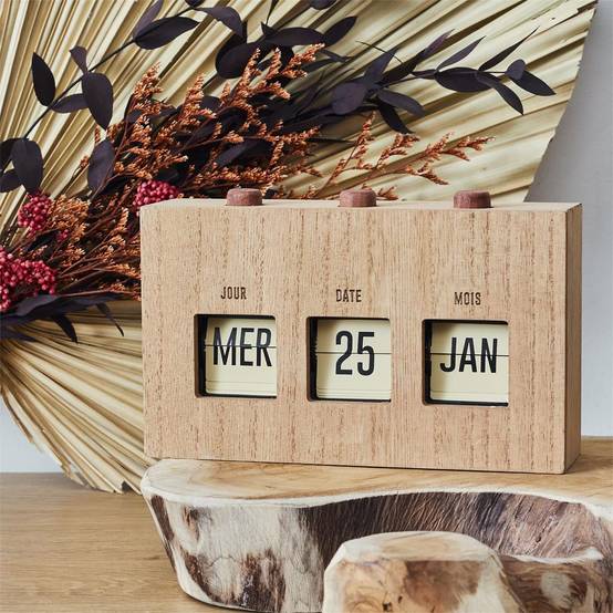 ALTOBUY - Calendrier Perpétuel Flip Flap Vintage Effet Bois Brut - RETROK - Image 5