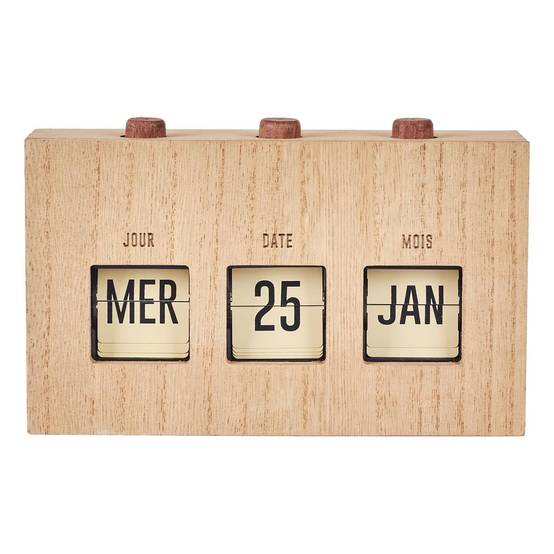ALTOBUY - Calendrier Perpétuel Flip Flap Vintage Effet Bois Brut - RETROK - Image 1