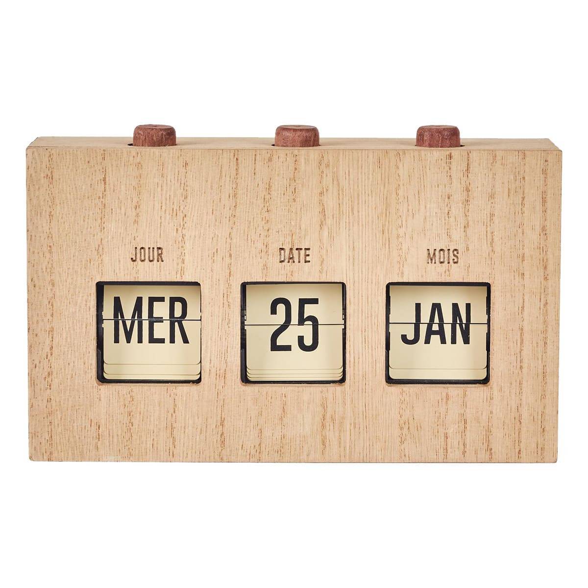 ALTOBUY - Calendrier Perpétuel Flip Flap Vintage Effet Bois Brut - RETROK