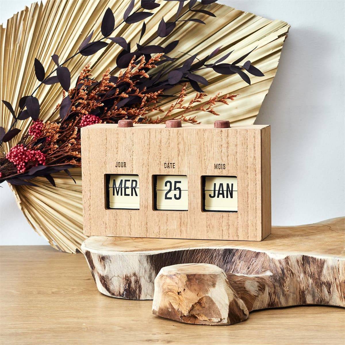 ALTOBUY - Calendrier Perpétuel Flip Flap Vintage Effet Bois Brut - RETROK - Image 2