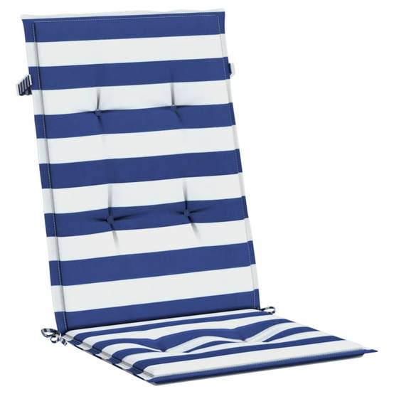 Coussins de chaise dossier haut lot de 6 polyester rayures bleu et blanc 120 x 50 x 3 cm - PANGIVO - Image 5