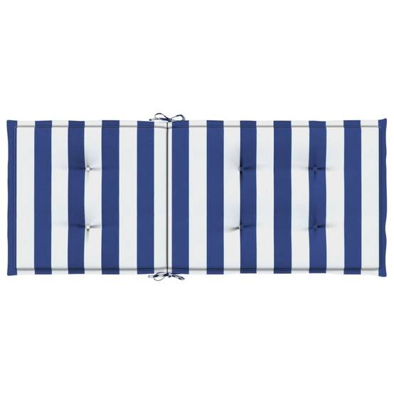 Coussins de chaise dossier haut lot de 6 polyester rayures bleu et blanc 120 x 50 x 3 cm - PANGIVO - Image 7