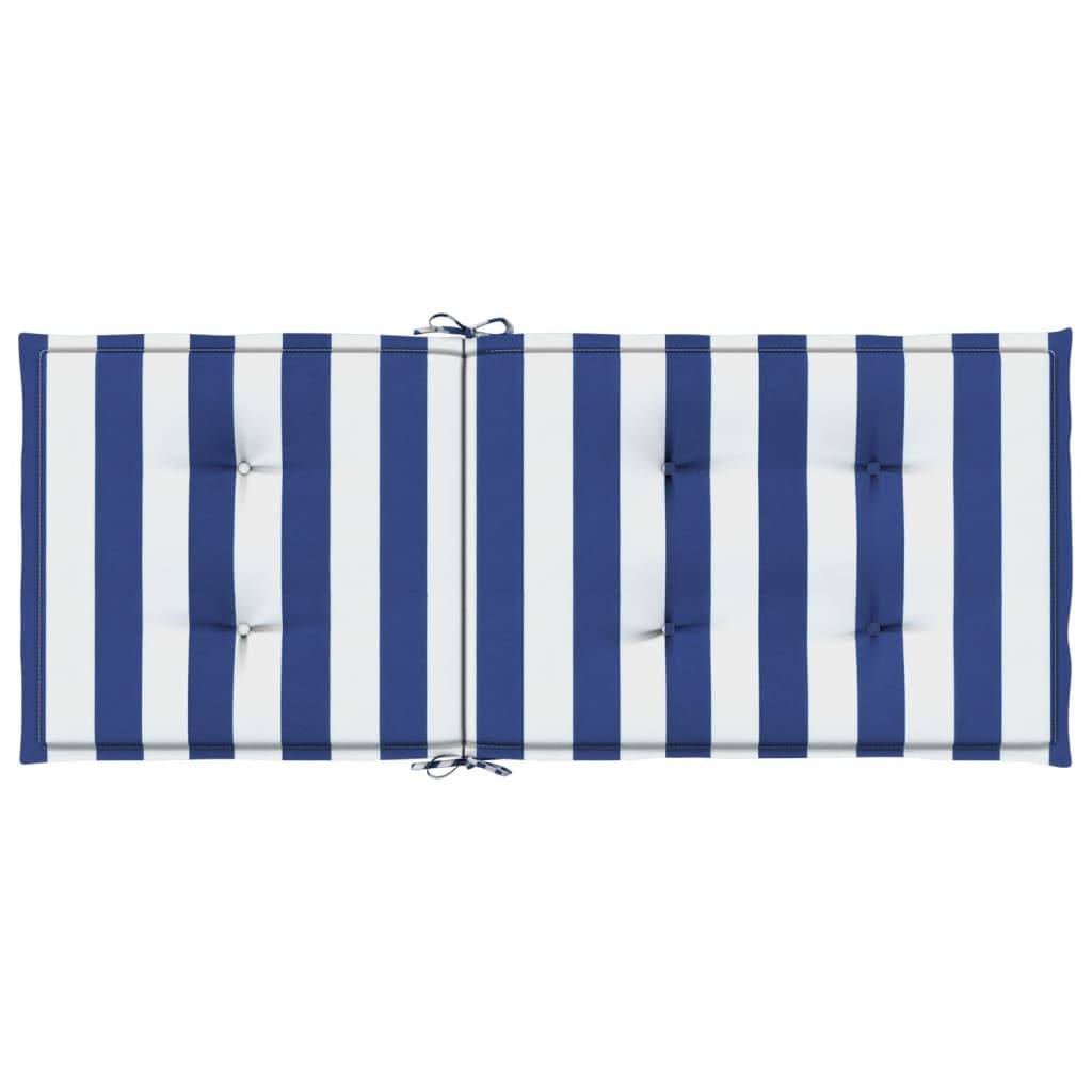 Coussins de chaise dossier haut lot de 6 polyester rayures bleu et blanc 120 x 50 x 3 cm - PANGIVO - Image 7