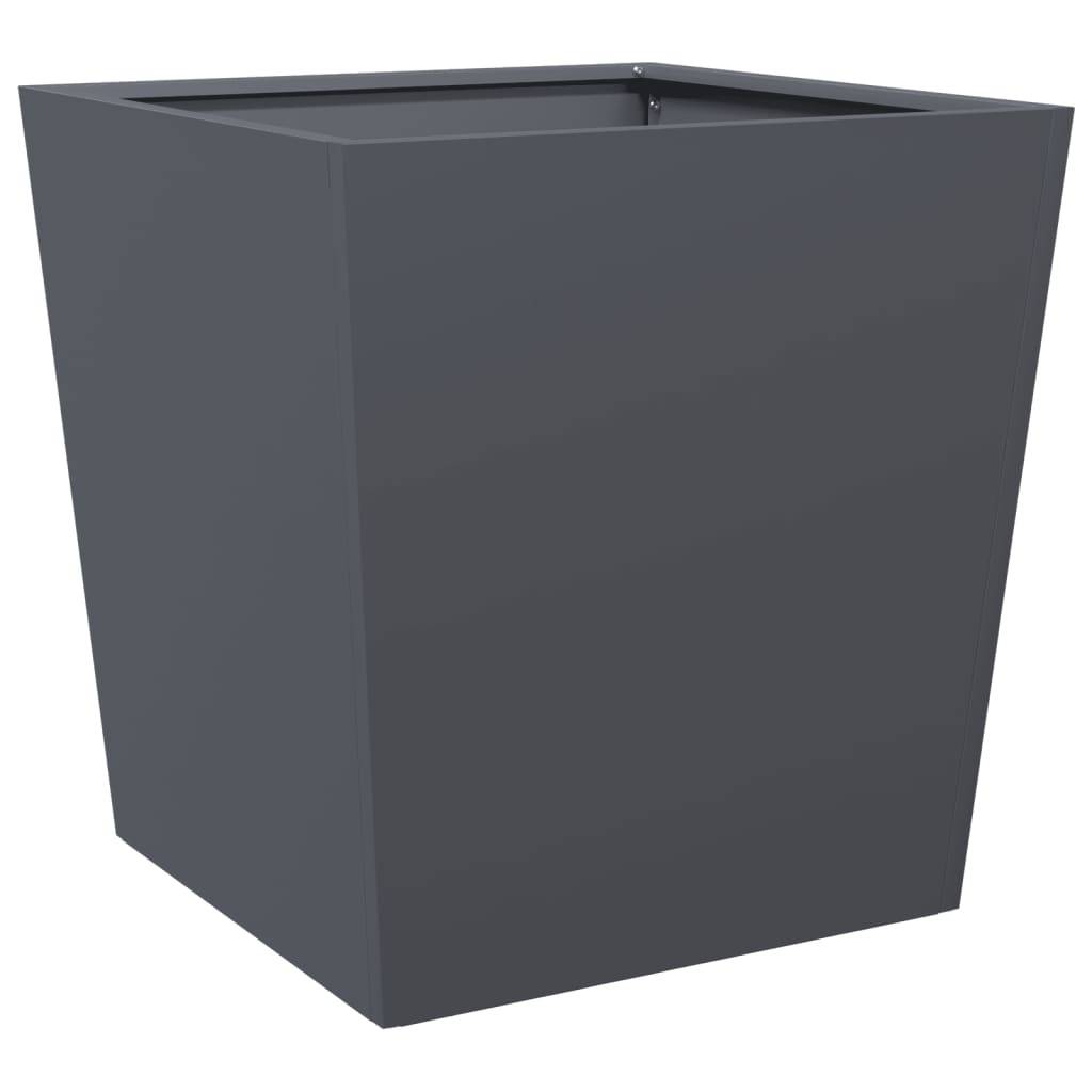 Jardinière Carrée Acier Pot de Fleurs Extérieur Anthracite 50x50x50 cm – ComfortXL Outdoor Living - Image 2