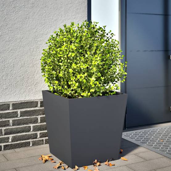 Jardinière Carrée Acier Pot de Fleurs Extérieur Anthracite 50x50x50 cm – ComfortXL Outdoor Living - Image 1