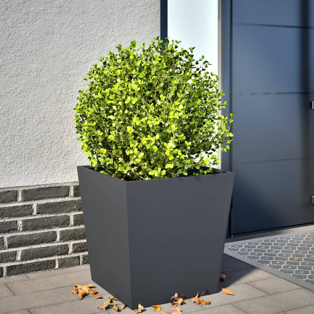 Jardinière Carrée Acier Pot de Fleurs Extérieur Anthracite 50x50x50 cm – ComfortXL Outdoor Living - Image 1