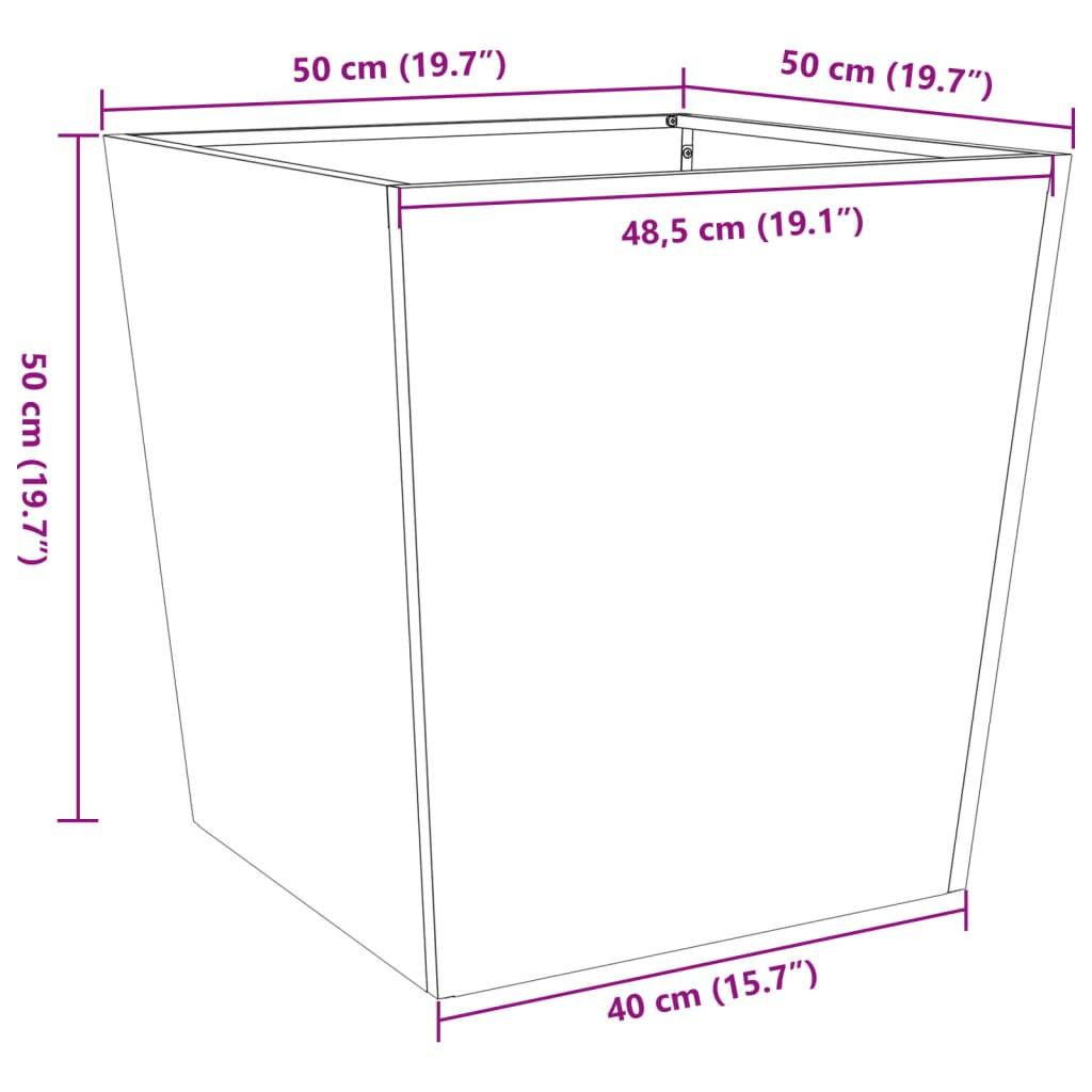 Jardinière Carrée Acier Pot de Fleurs Extérieur Anthracite 50x50x50 cm – ComfortXL Outdoor Living - Image 10