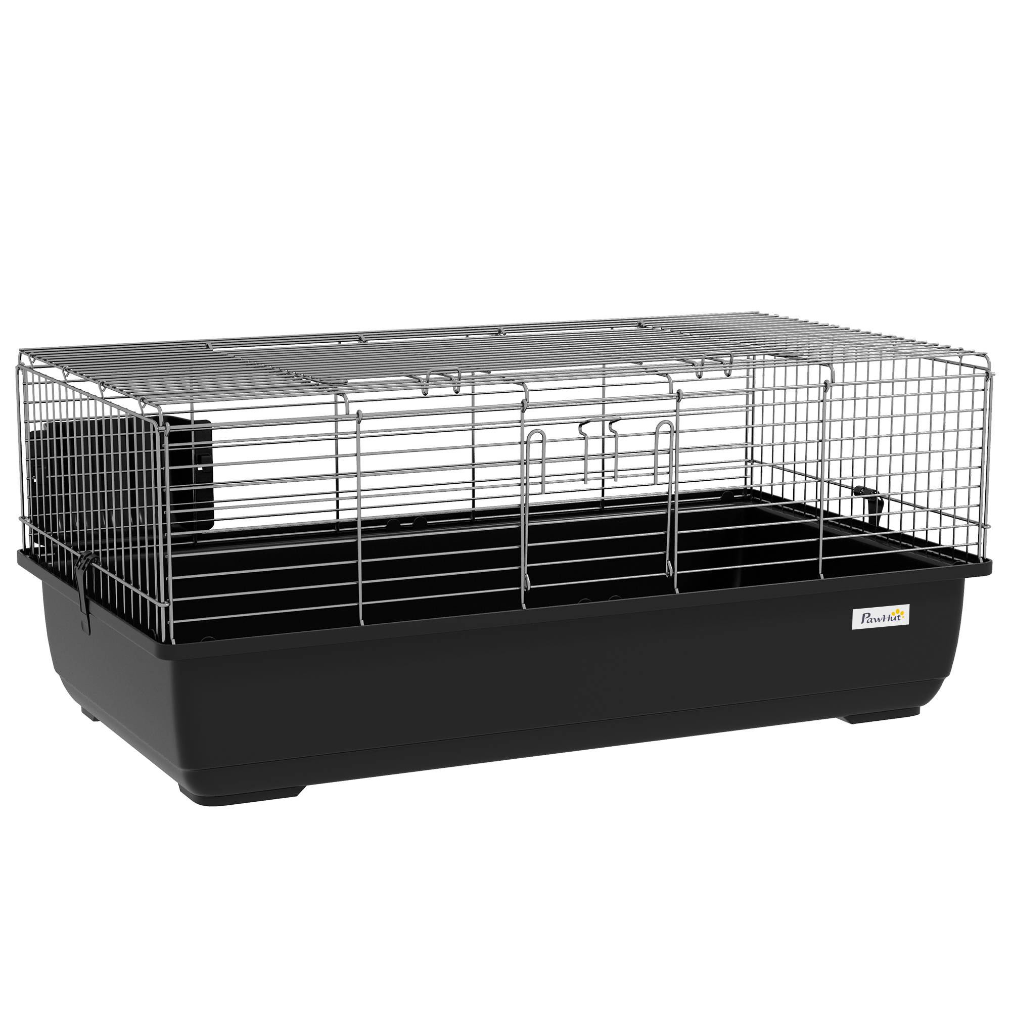 Cage lapin en métal pour rongeurs avec bac amovible et double accès 100x55x41cm argent - ComfortXL Outdoor Living