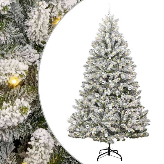 Créez une Ambiance Hivernale : Sapin de Noël Enneigé 270 cm avec LED et 120 Boules – ComfortXL Outdoor Living - Image 2