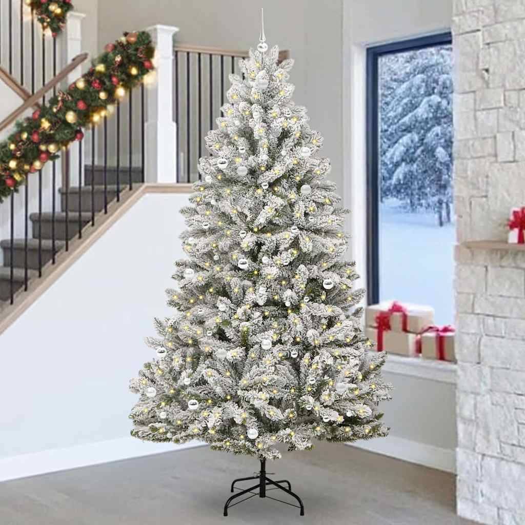 Créez une Ambiance Hivernale : Sapin de Noël Enneigé 270 cm avec LED et 120 Boules – ComfortXL Outdoor Living - Image 1