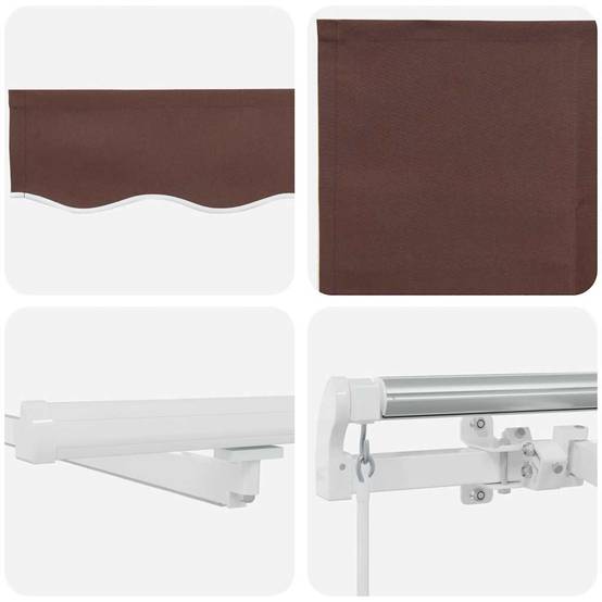 Store Banne Manuel Polyester Imperméable Terrasse Jardin Éclairage LED 450x300cm Brun - ComfortXL Outdoor Living - Image 4