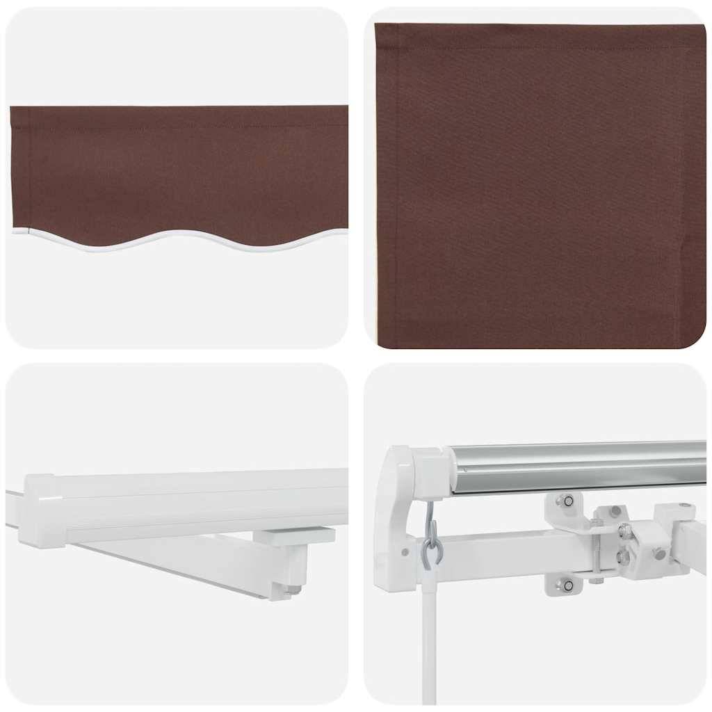 Store Banne Manuel Polyester Imperméable Terrasse Jardin Éclairage LED 450x300cm Brun - ComfortXL Outdoor Living - Image 4
