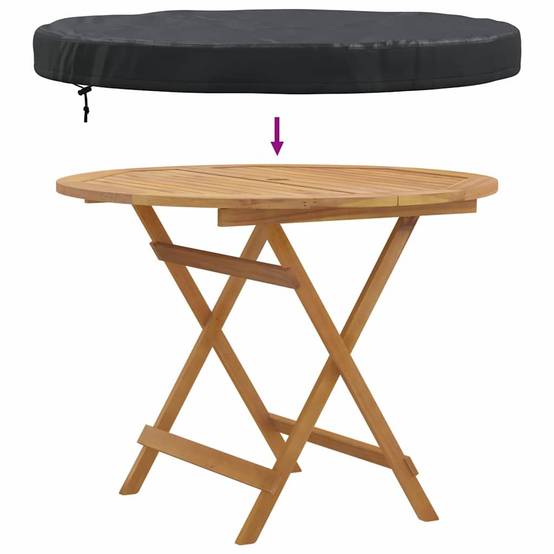 Housse pour Table d'Extérieur Tissu Oxford 210D Imperméable Protection Solaire Noir 112x112x10 cm – ComfortXL Outdoor Living - Image 6