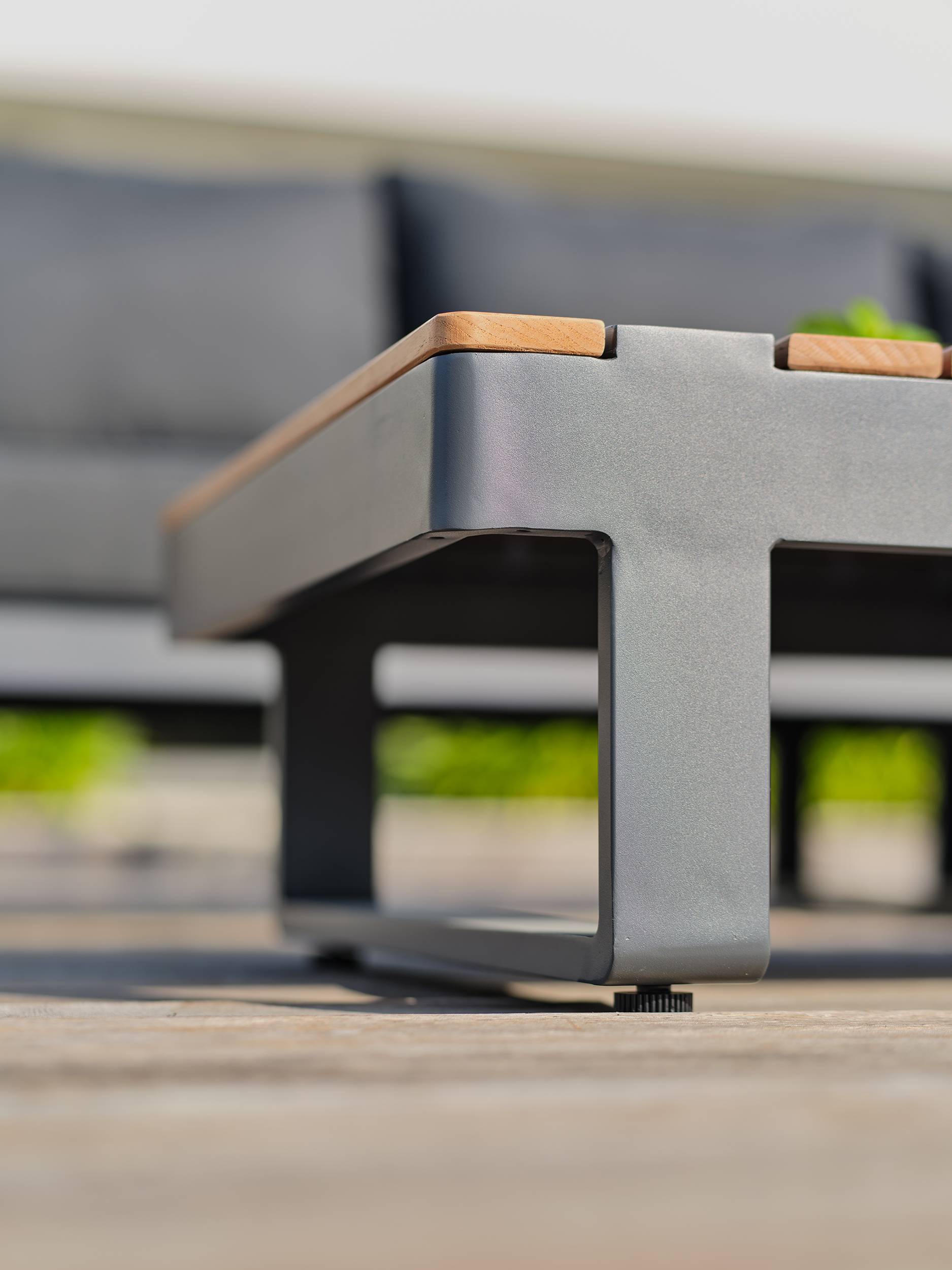 Dcb Garden - Salon de jardin d'angle 6 places en teck et aluminium  - Gris anthracite - ALICANTE - Image 6