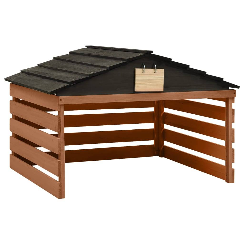 PANGIVO - Garage de tondeuse à gazon bois de sapin noir et marron 78 x 74 x 54 cm - PANGIVO - Image 1