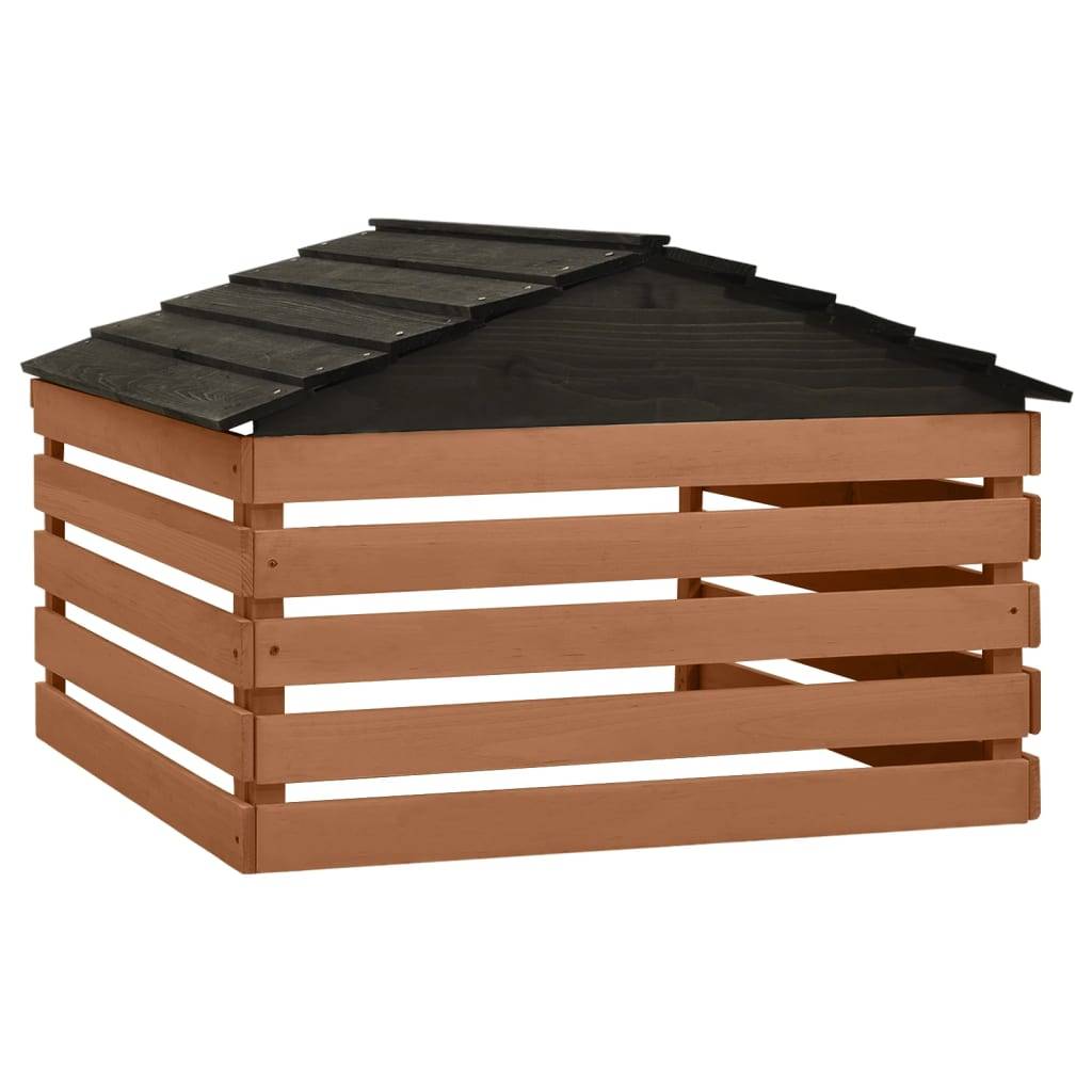 PANGIVO - Garage de tondeuse à gazon bois de sapin noir et marron 78 x 74 x 54 cm - PANGIVO - Image 4