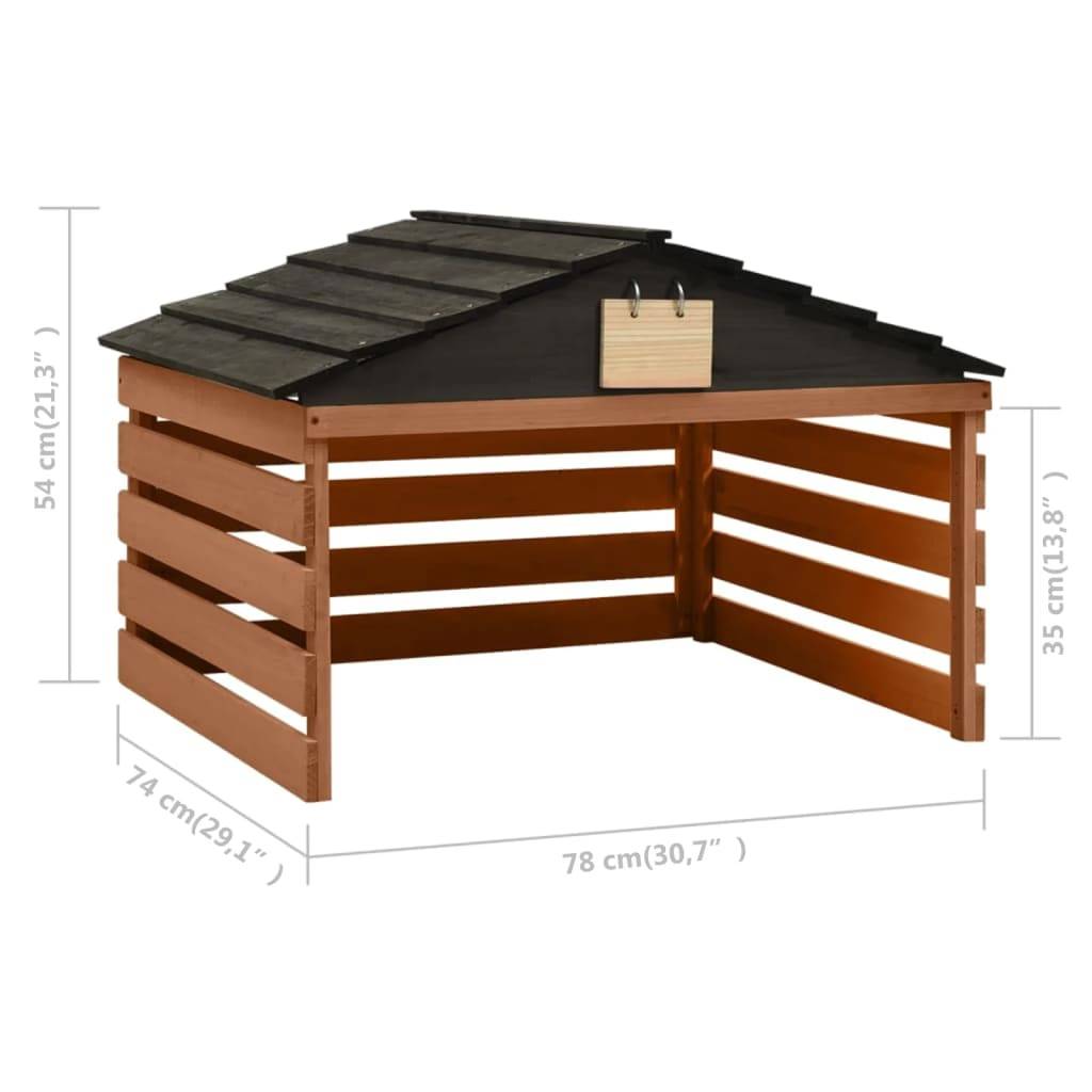 PANGIVO - Garage de tondeuse à gazon bois de sapin noir et marron 78 x 74 x 54 cm - PANGIVO - Image 7