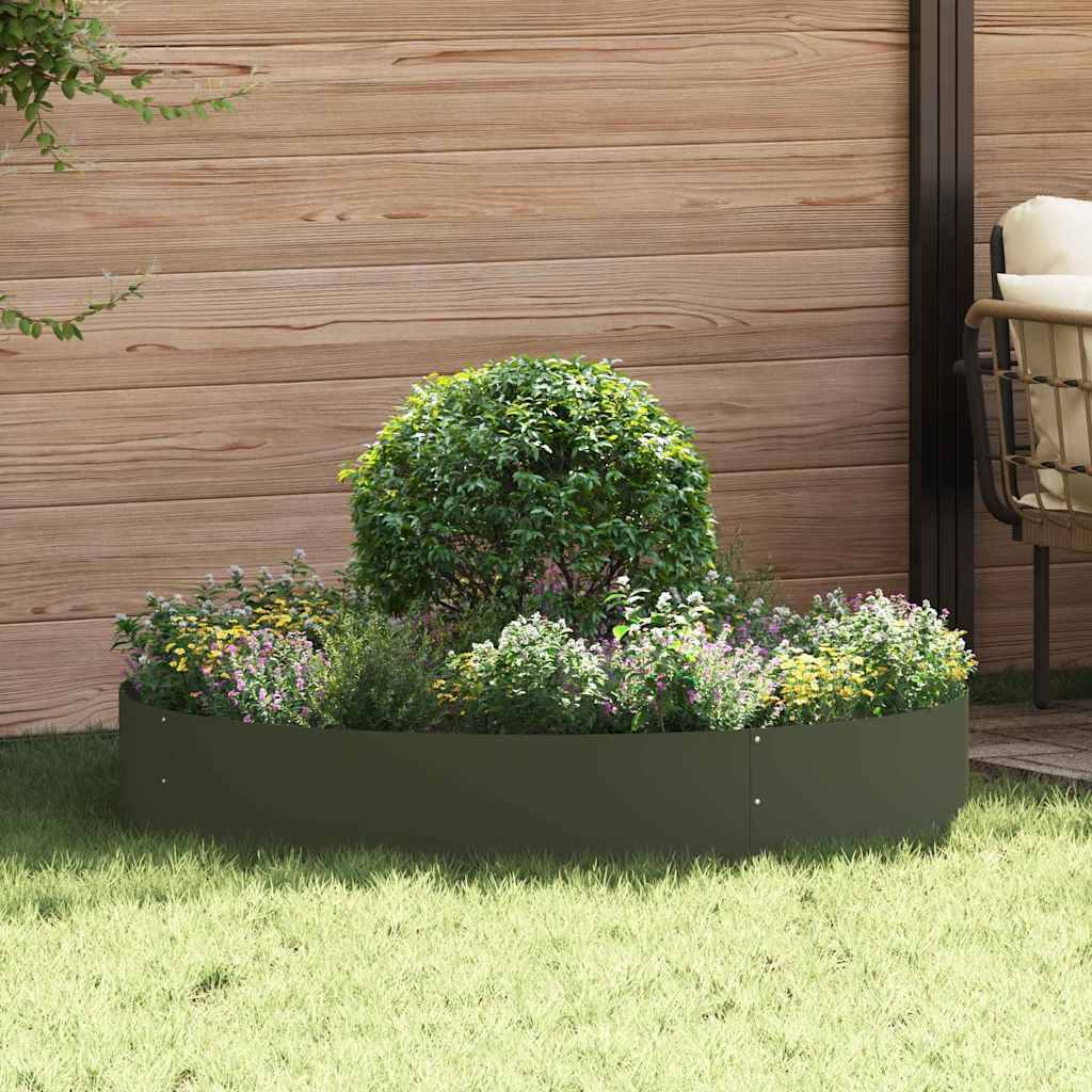 Grande Bordure de Jardin Ronde Acier Vert Olive Cercle de Plantation XXL Ø120x20 cm - ComfortXL Outdoor Living