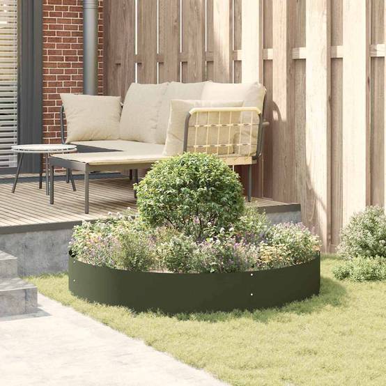 Grande Bordure de Jardin Ronde Acier Vert Olive Cercle de Plantation XXL Ø120x20 cm - ComfortXL Outdoor Living - Image 4