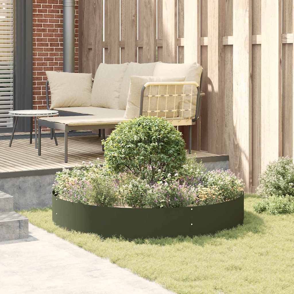 Grande Bordure de Jardin Ronde Acier Vert Olive Cercle de Plantation XXL Ø120x20 cm - ComfortXL Outdoor Living - Image 4