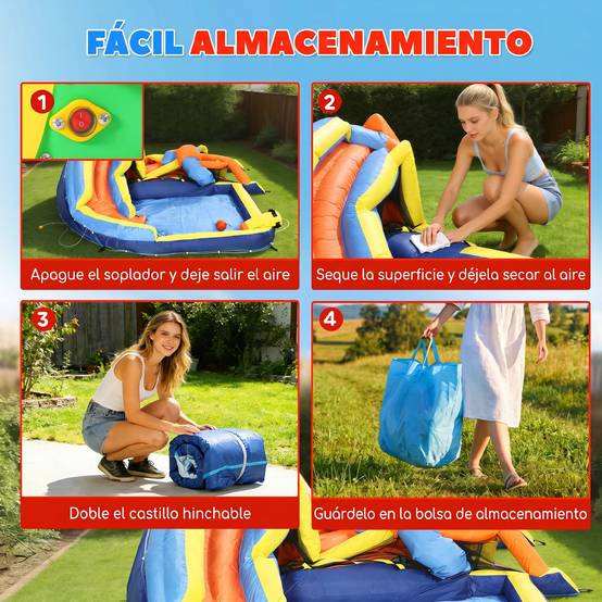 Château aquatique gonflable 8-en-1 souffleur 550W toboggan trampoline mur escalade piscine foot basket et jeu de lancer - Image 10