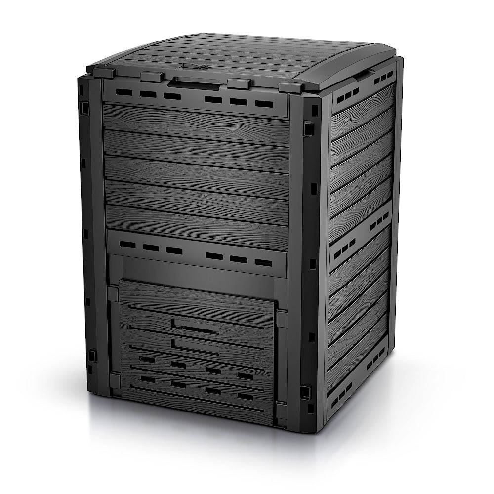 Vounot - Composteur de jardin 300L Qualité Supérieure pour Jardin Déchets Imitation Style bois noir