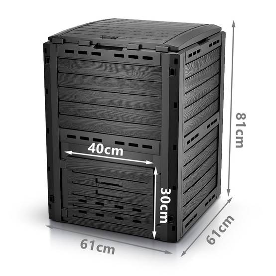 Vounot - Composteur de jardin 300L Qualité Supérieure pour Jardin Déchets Imitation Style bois noir - Image 7