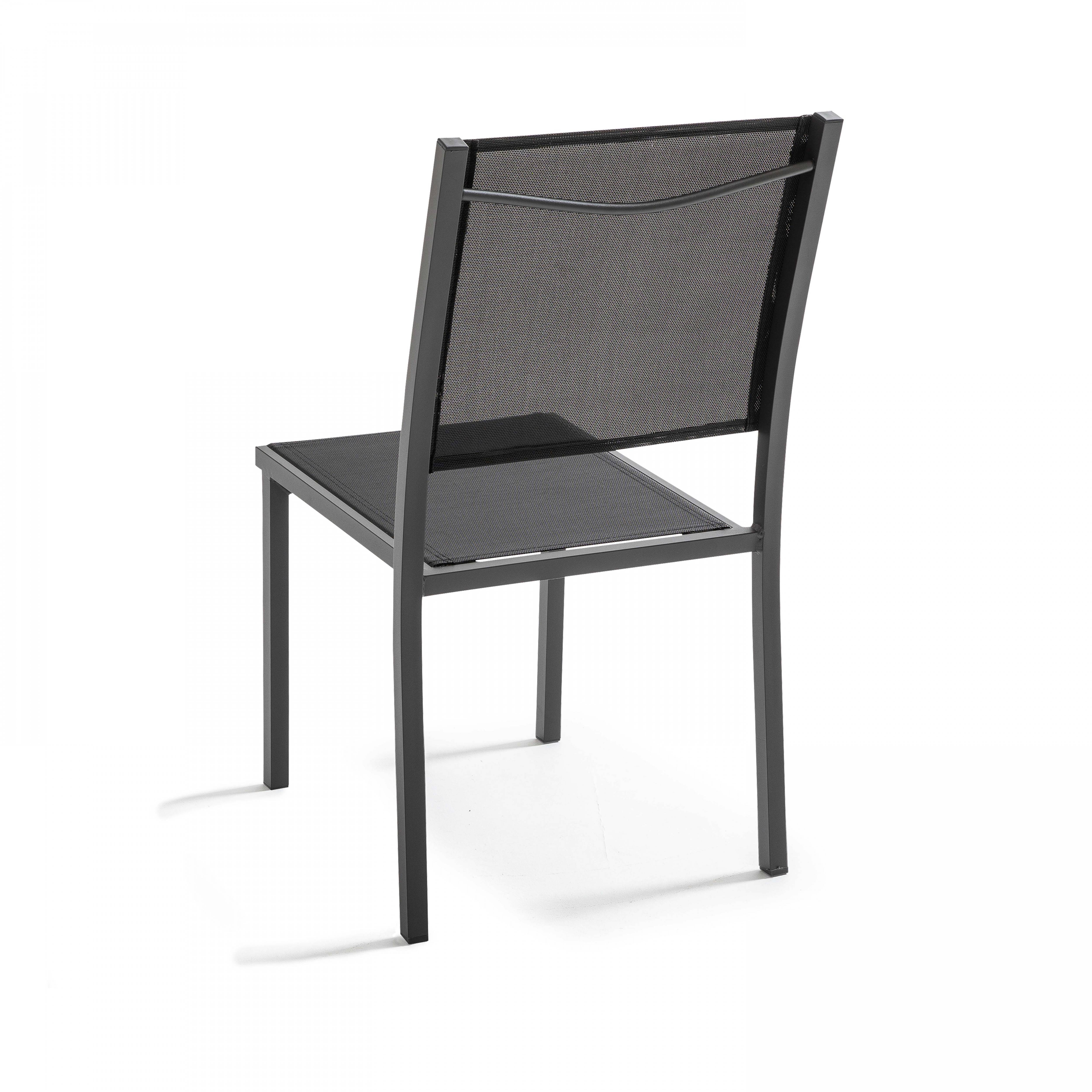 Oviala - Lot de 2 chaises de jardin en aluminium et textilène noir Ajaccio - Oviala - Imagen 4