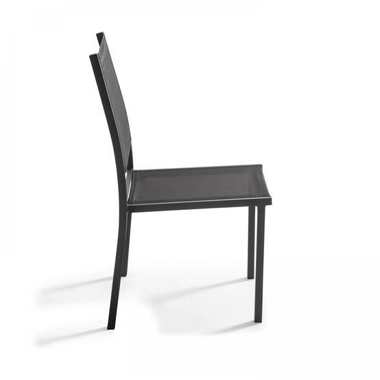 Oviala - Lot de 2 chaises de jardin en aluminium et textilène noir Ajaccio - Oviala - Imagen 5