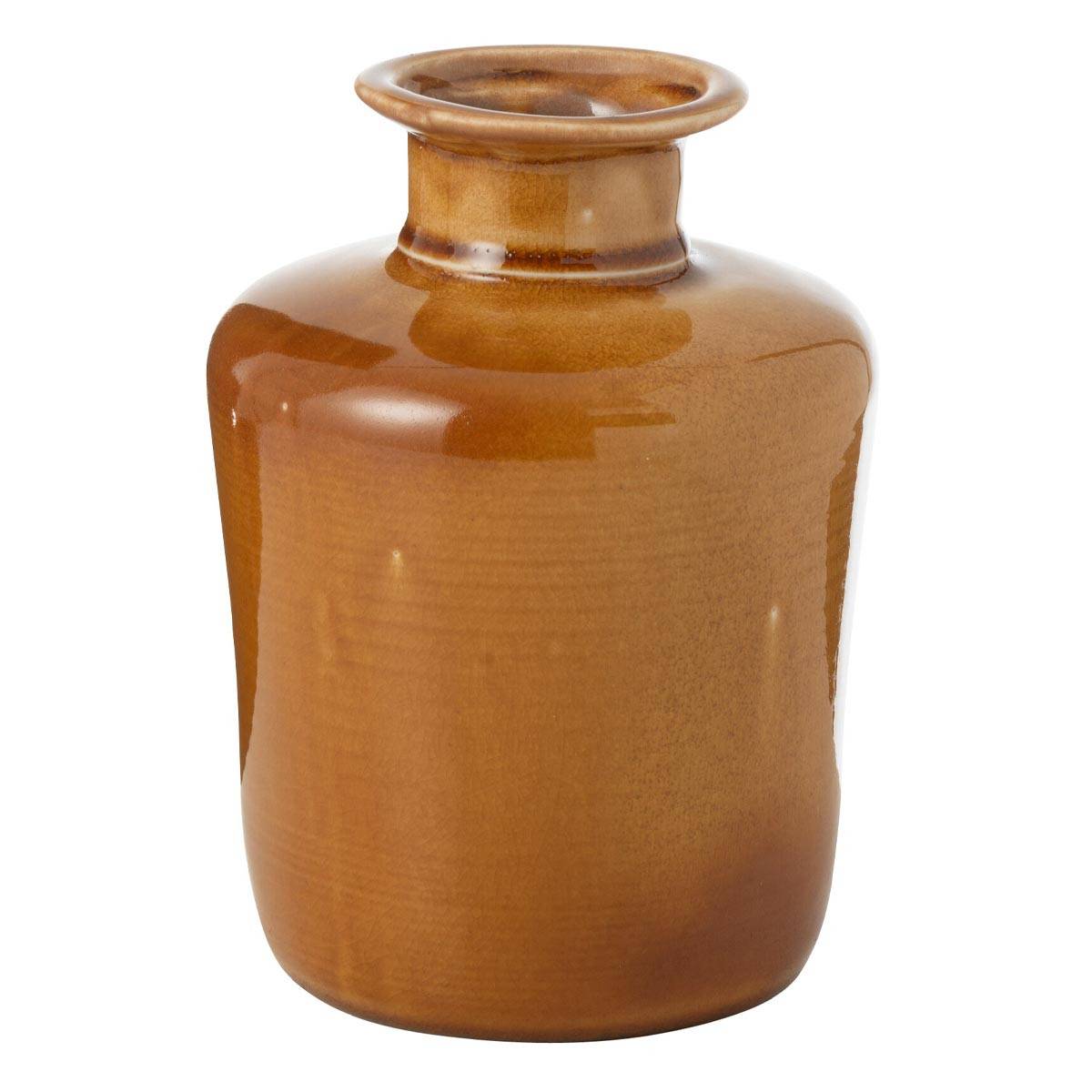 J-Line - Vase Déco en Porcelaine "Nova" 20cm Moutarde - Image 1