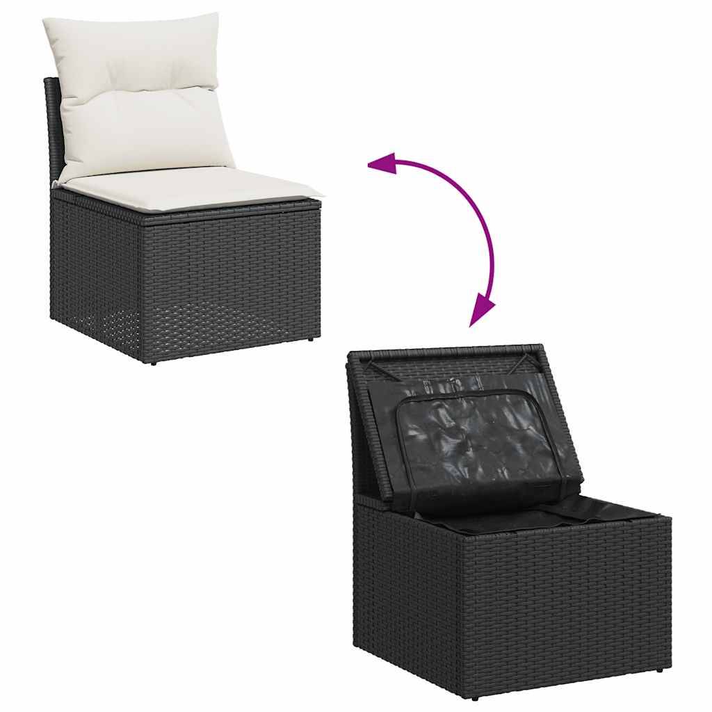 Salon de jardin 8 places résine tressée avec table ajustable et coffres de rangement Noir – ComfortXL Outdoor Living - Image 7