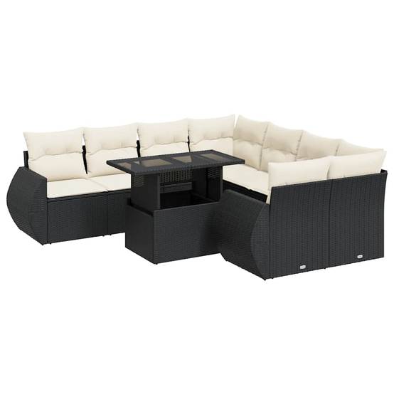 Salon de jardin 8 places résine tressée avec table ajustable et coffres de rangement Noir – ComfortXL Outdoor Living - Image 2