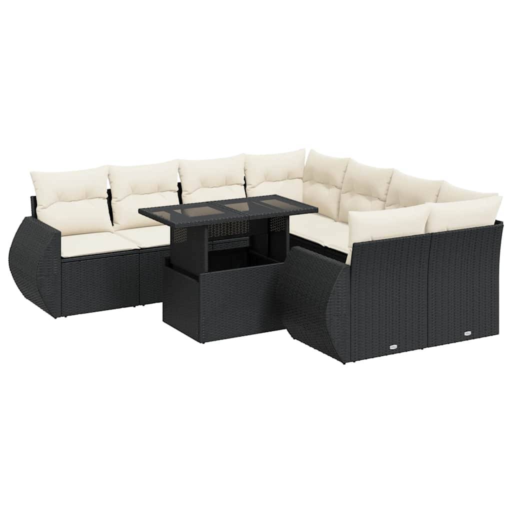 Salon de jardin 8 places résine tressée avec table ajustable et coffres de rangement Noir – ComfortXL Outdoor Living - Image 2