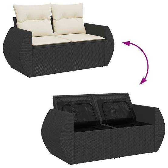 Salon de jardin 8 places résine tressée avec table ajustable et coffres de rangement Noir – ComfortXL Outdoor Living - Image 8