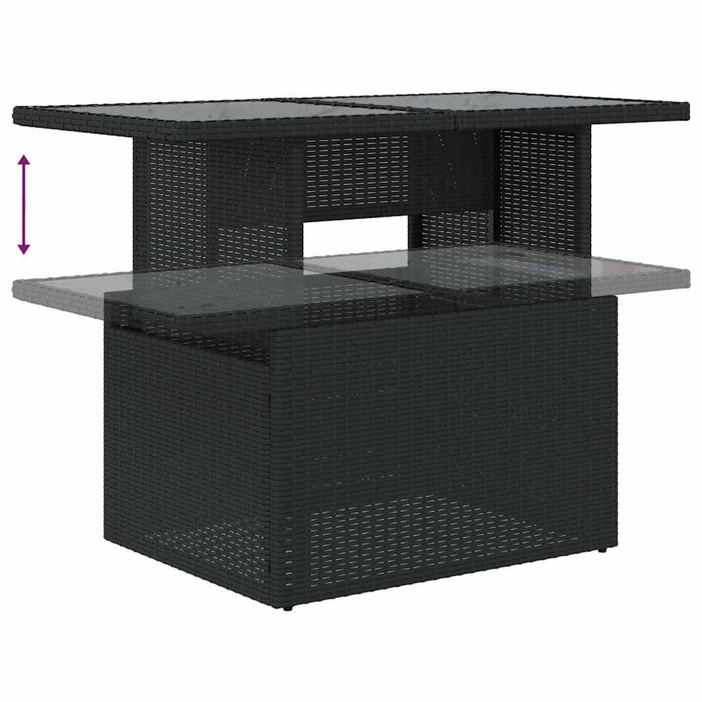 Salon de jardin 8 places résine tressée avec table ajustable et coffres de rangement Noir – ComfortXL Outdoor Living - Image 9