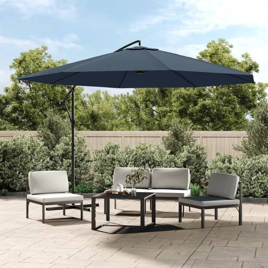 PANGIVO - Parasol déporté aluminium et polyester bleu foncé 350 x 350 x 268 cm - PANGIVO - Image 1